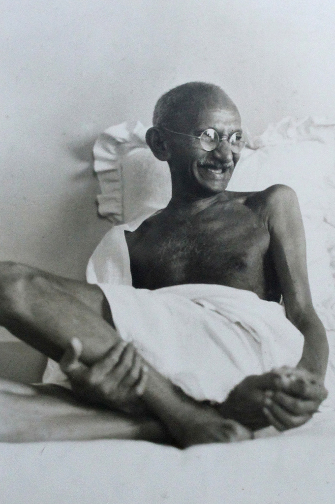 Gandhi chuckling like a child